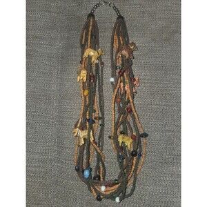 African BOHO Necklace Hand Carved Wild Animals
